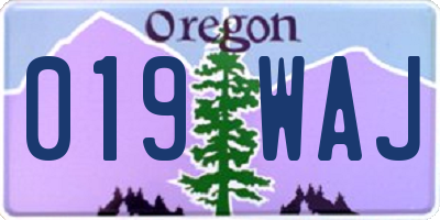 OR license plate 019WAJ