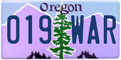 OR license plate 019WAR