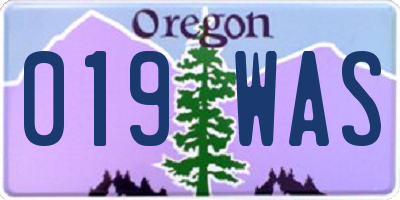 OR license plate 019WAS