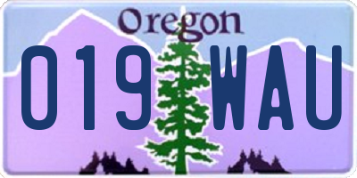 OR license plate 019WAU