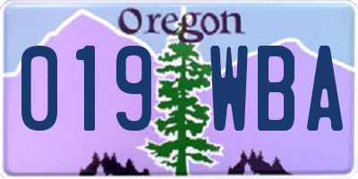 OR license plate 019WBA