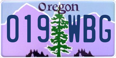 OR license plate 019WBG