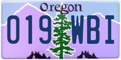 OR license plate 019WBI