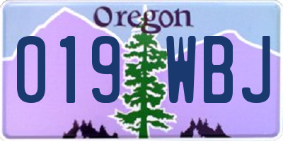 OR license plate 019WBJ
