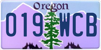 OR license plate 019WCB
