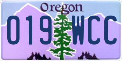 OR license plate 019WCC