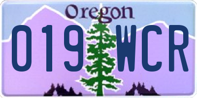OR license plate 019WCR