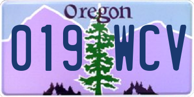 OR license plate 019WCV