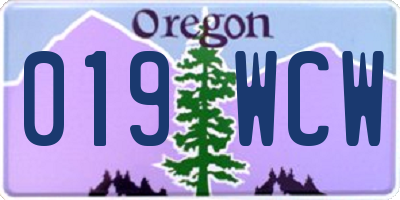 OR license plate 019WCW