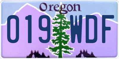 OR license plate 019WDF