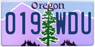 OR license plate 019WDU