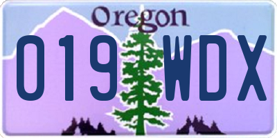 OR license plate 019WDX
