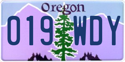 OR license plate 019WDY
