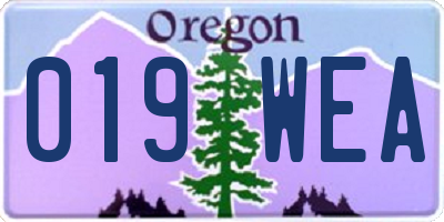OR license plate 019WEA