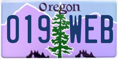 OR license plate 019WEB