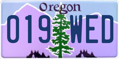 OR license plate 019WED