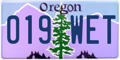 OR license plate 019WET