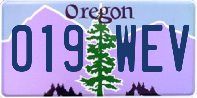 OR license plate 019WEV