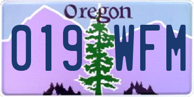 OR license plate 019WFM
