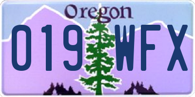 OR license plate 019WFX
