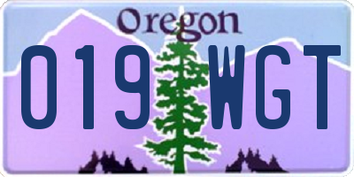 OR license plate 019WGT