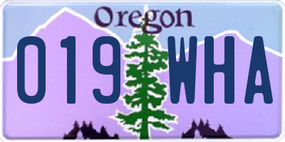 OR license plate 019WHA