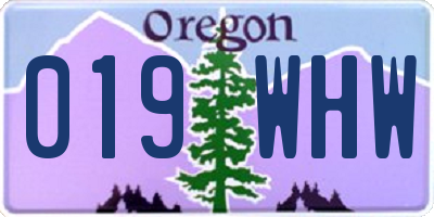 OR license plate 019WHW