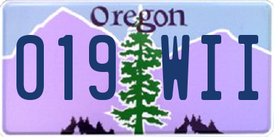 OR license plate 019WII