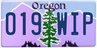 OR license plate 019WIP
