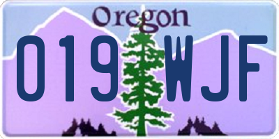 OR license plate 019WJF