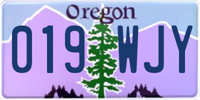OR license plate 019WJY