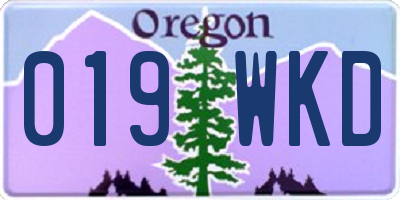 OR license plate 019WKD