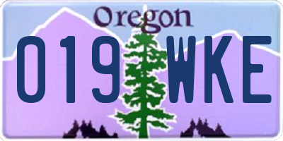 OR license plate 019WKE