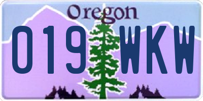 OR license plate 019WKW