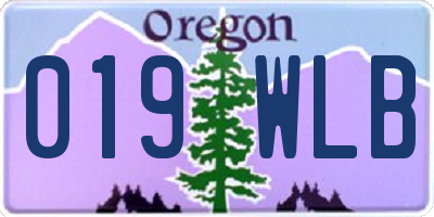 OR license plate 019WLB