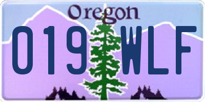 OR license plate 019WLF