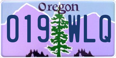 OR license plate 019WLQ