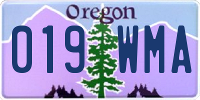 OR license plate 019WMA