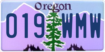 OR license plate 019WMW
