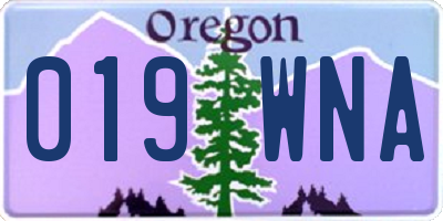 OR license plate 019WNA