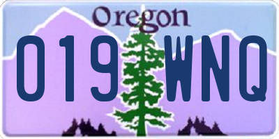OR license plate 019WNQ