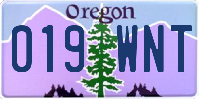 OR license plate 019WNT