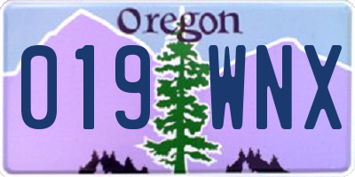 OR license plate 019WNX