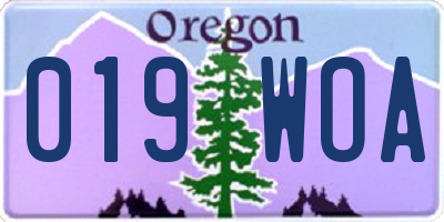 OR license plate 019WOA