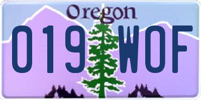 OR license plate 019WOF