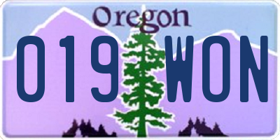 OR license plate 019WON