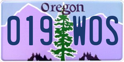 OR license plate 019WOS