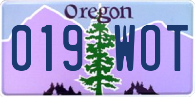 OR license plate 019WOT