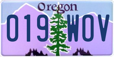 OR license plate 019WOV