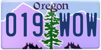 OR license plate 019WOW